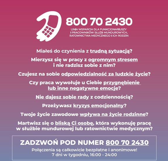 plakat z nr telefonu 800 70 2430
